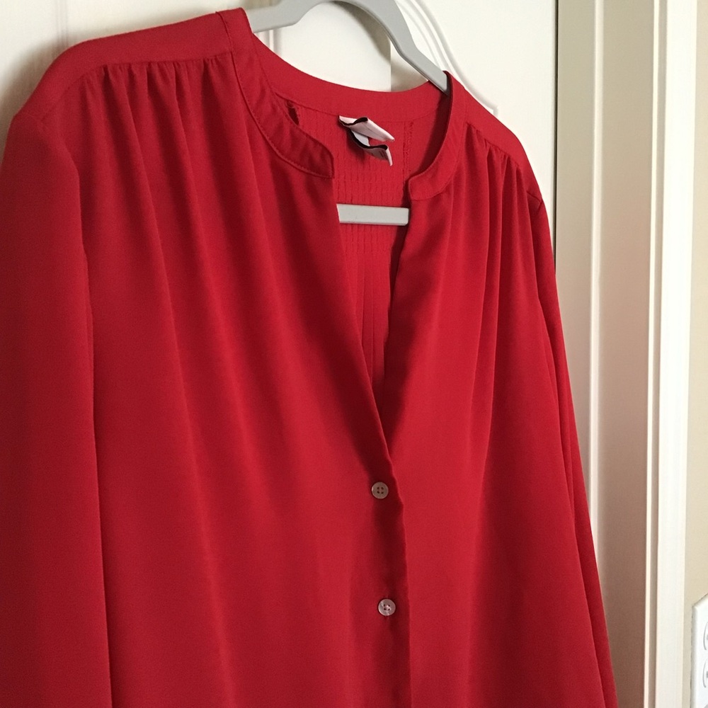 Vibrant Red Button Down Blouse